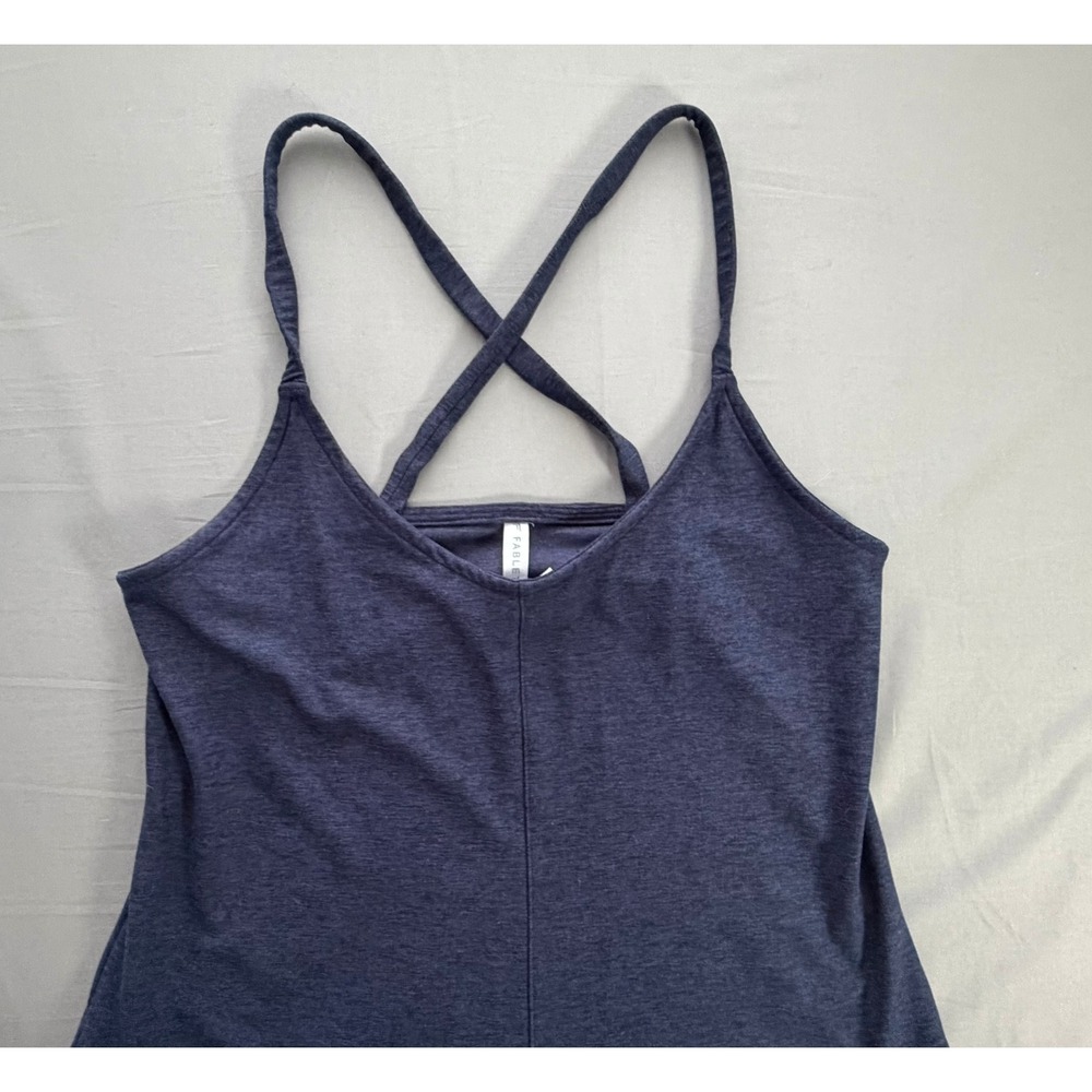 Fabletics Womens Medium Navy Blue Cross Back Wide Leg Jumpsuit with Pockets